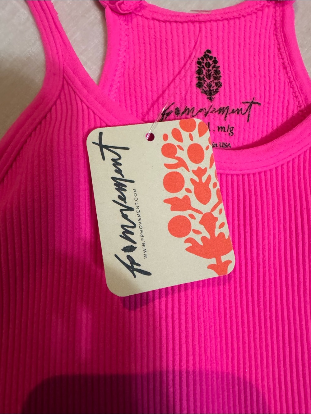 Free People Neon Pink Ribbed Camisole